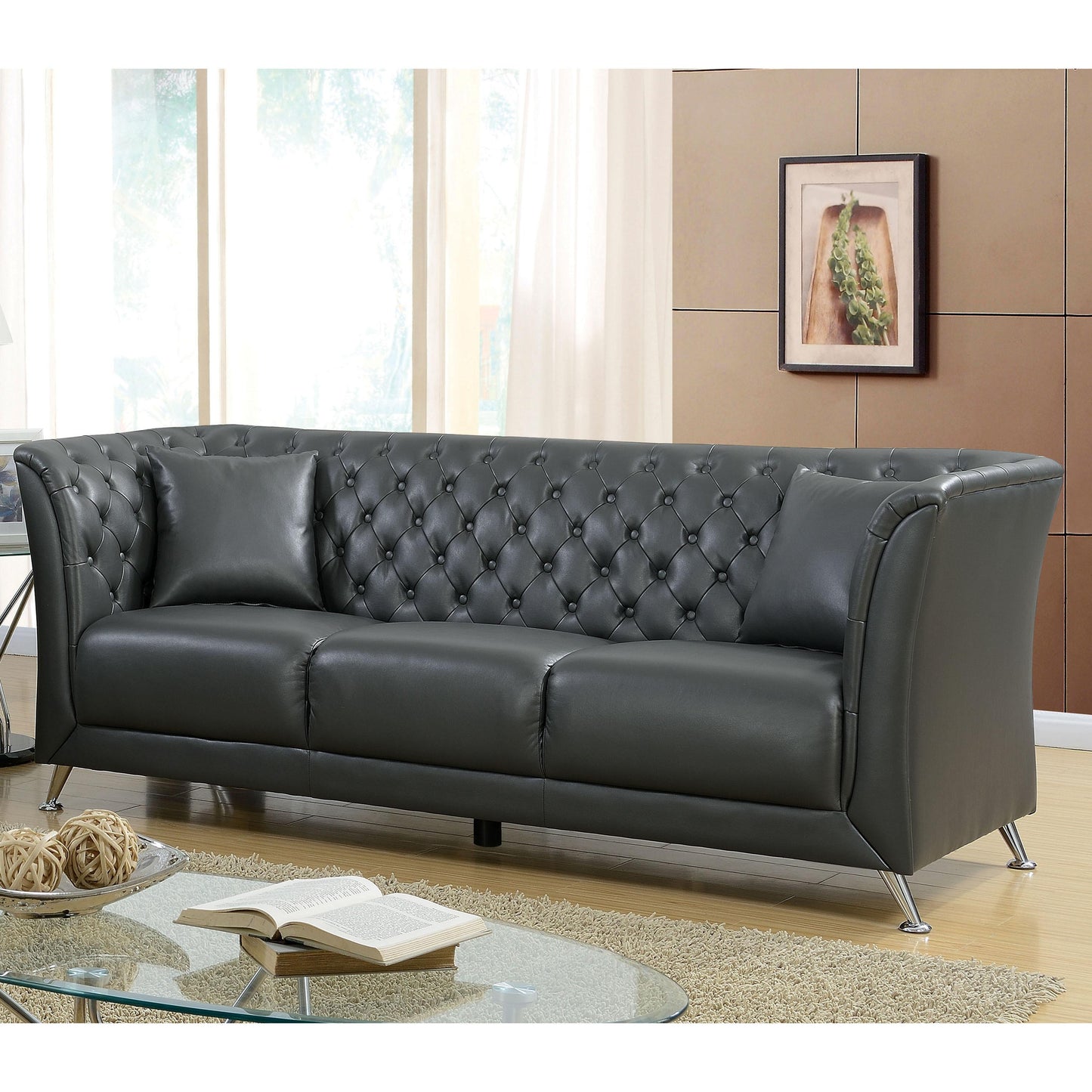  Furniture of America Luciana Stationary Leatherette Sofa CM6192-SF IMAGE 2