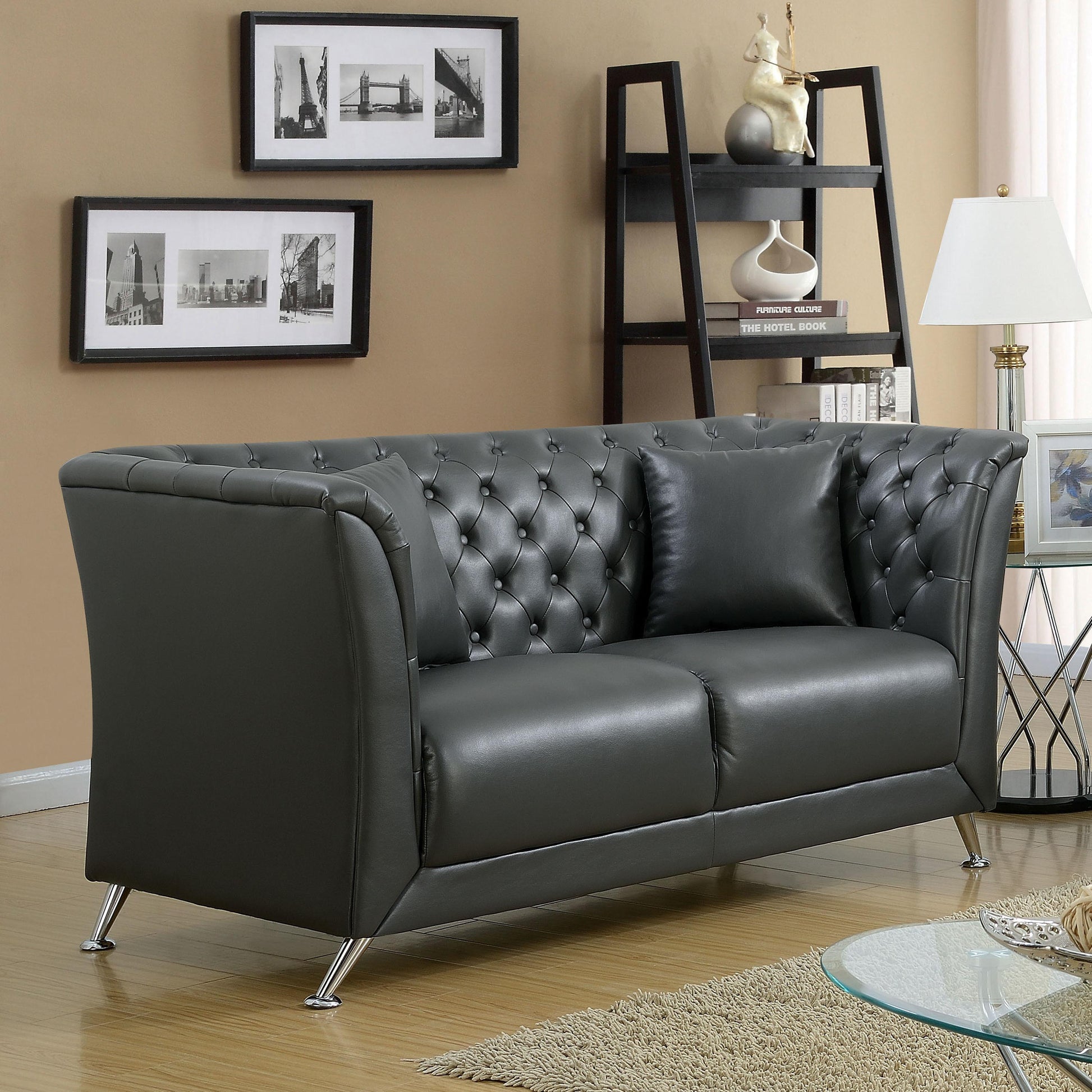  Furniture of America Luciana Stationary Leatherette Loveseat CM6192-LV IMAGE 2