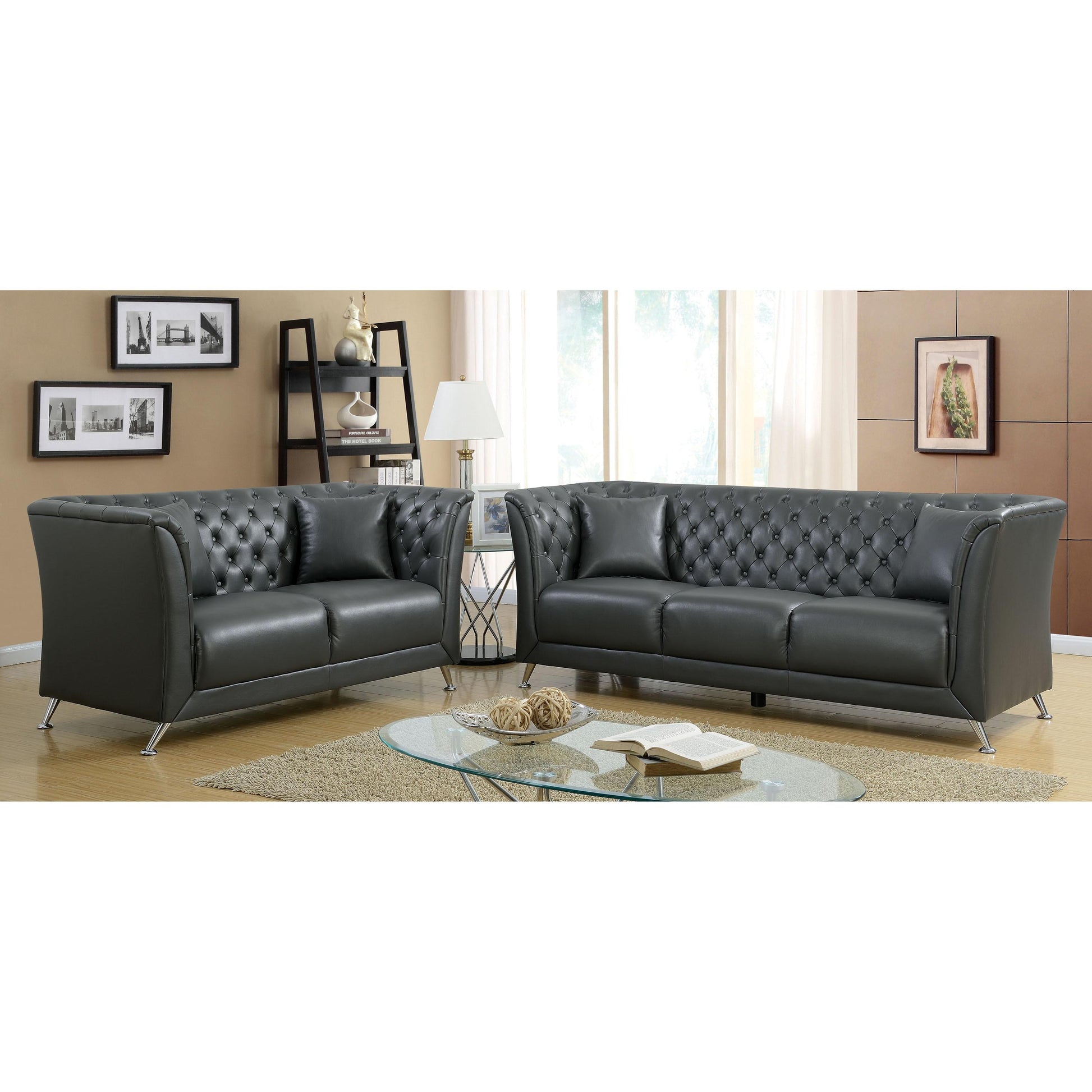  Furniture of America Luciana Stationary Leatherette Loveseat CM6192-LV IMAGE 6