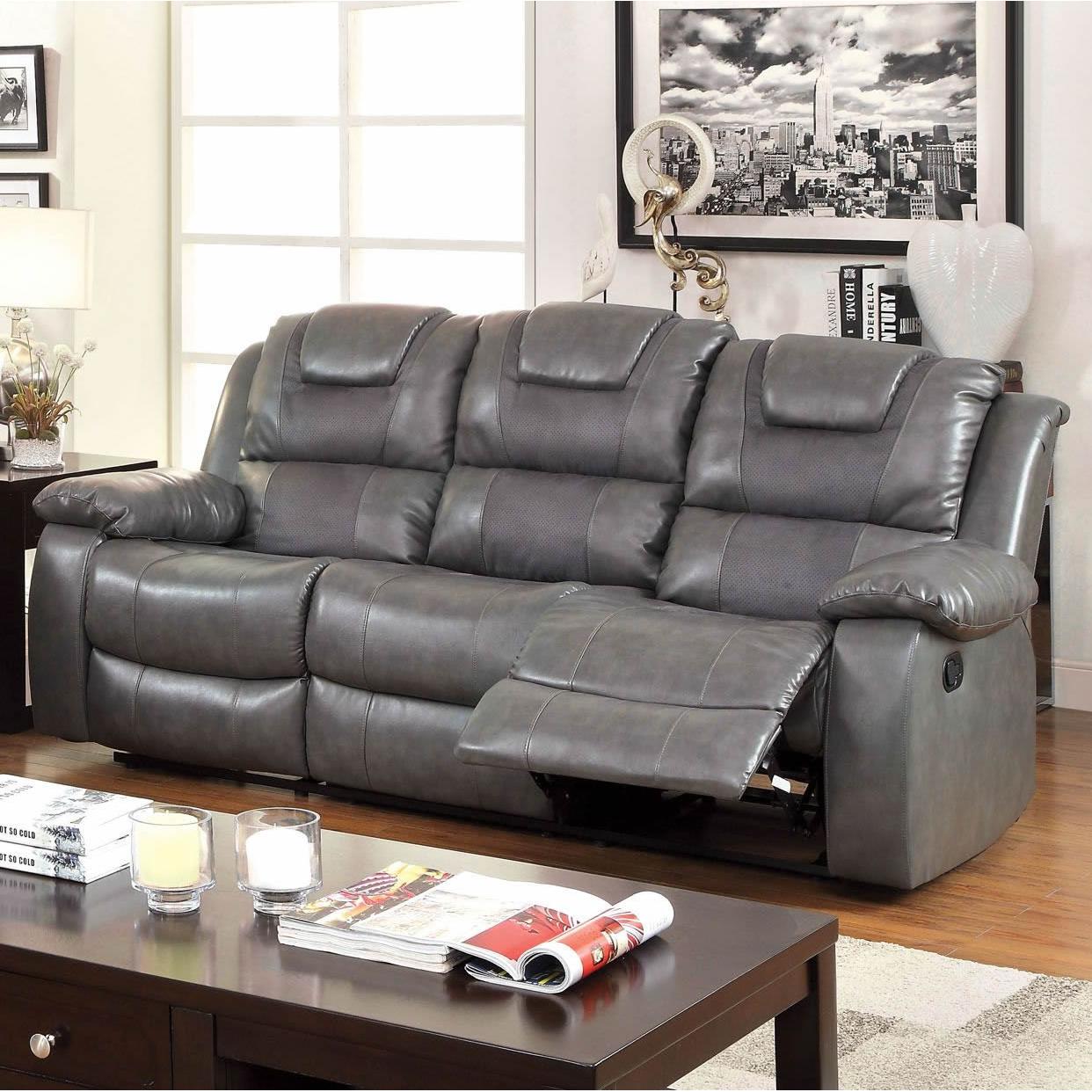  Furniture of America Grandolf Reclining Bonded Leather Match Sofa CM6813SF IMAGE 2