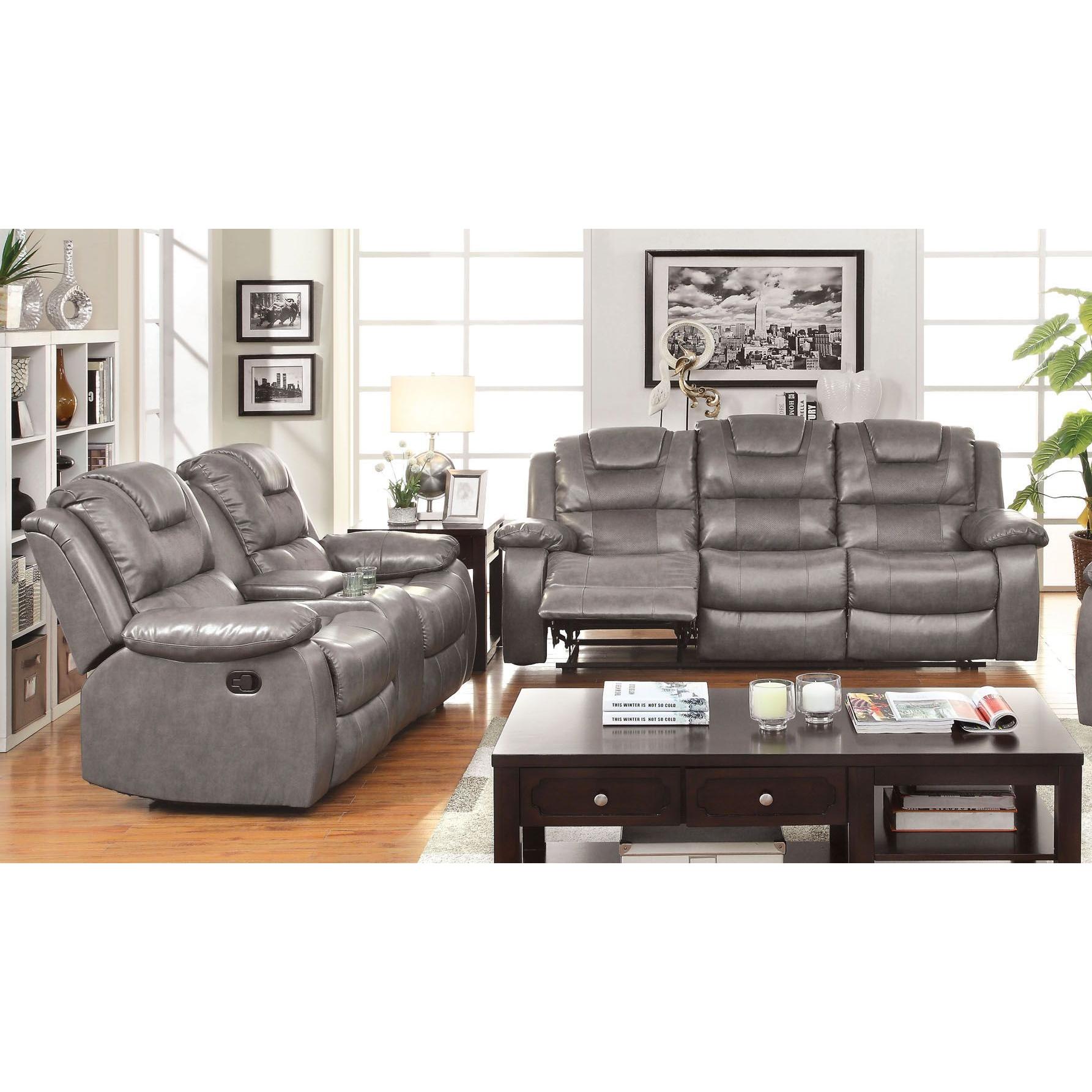  Furniture of America Grandolf Reclining Bonded Leather Match Sofa CM6813SF IMAGE 8