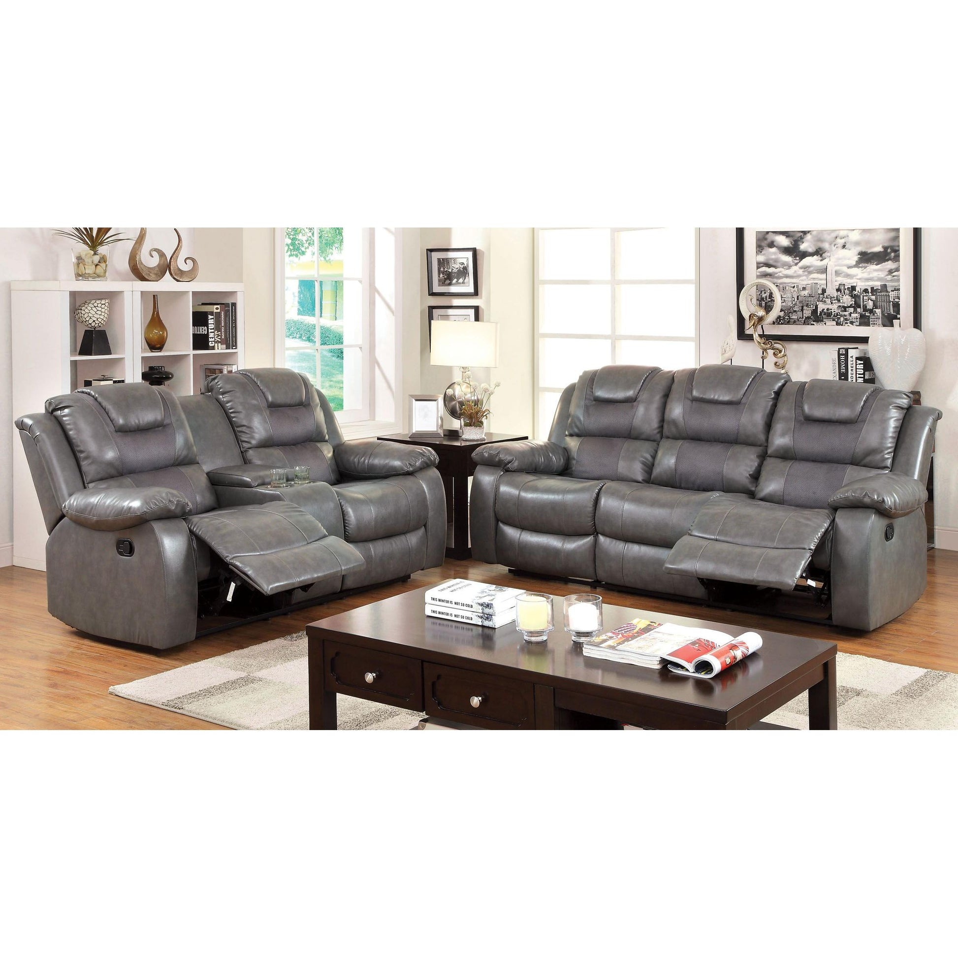  Furniture of America Grandolf Reclining Bonded Leather Match Sofa CM6813SF IMAGE 9