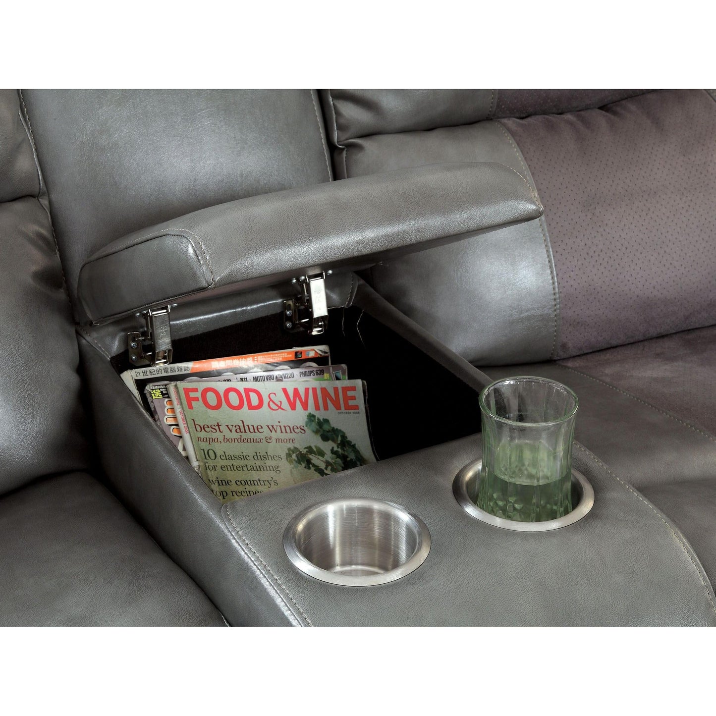  Furniture of America Grandolf Reclining Bonded Leather Match Loveseat CM6813LV IMAGE 3