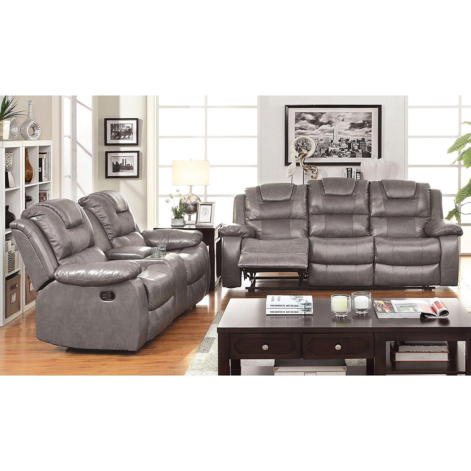  Furniture of America Grandolf Reclining Bonded Leather Match Loveseat CM6813LV IMAGE 6