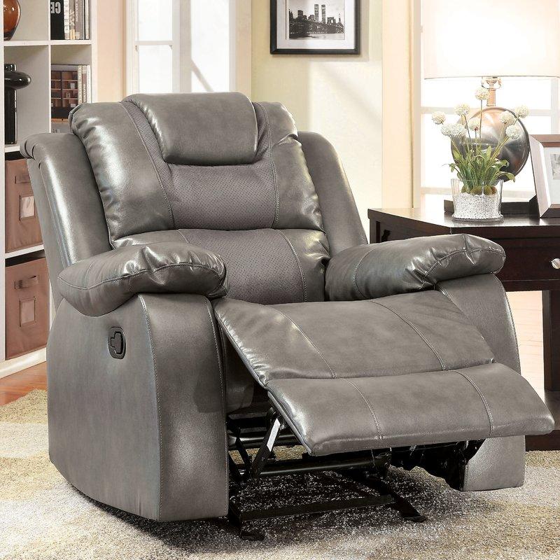  Furniture of America Grandolf Bonded Leather Match Recliner CM6813CH IMAGE 2
