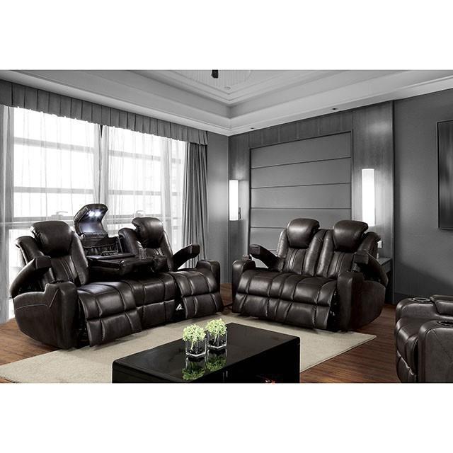 Furniture of America Zaurak Power Leather Look Recliner CM6291-CH IMAGE 1