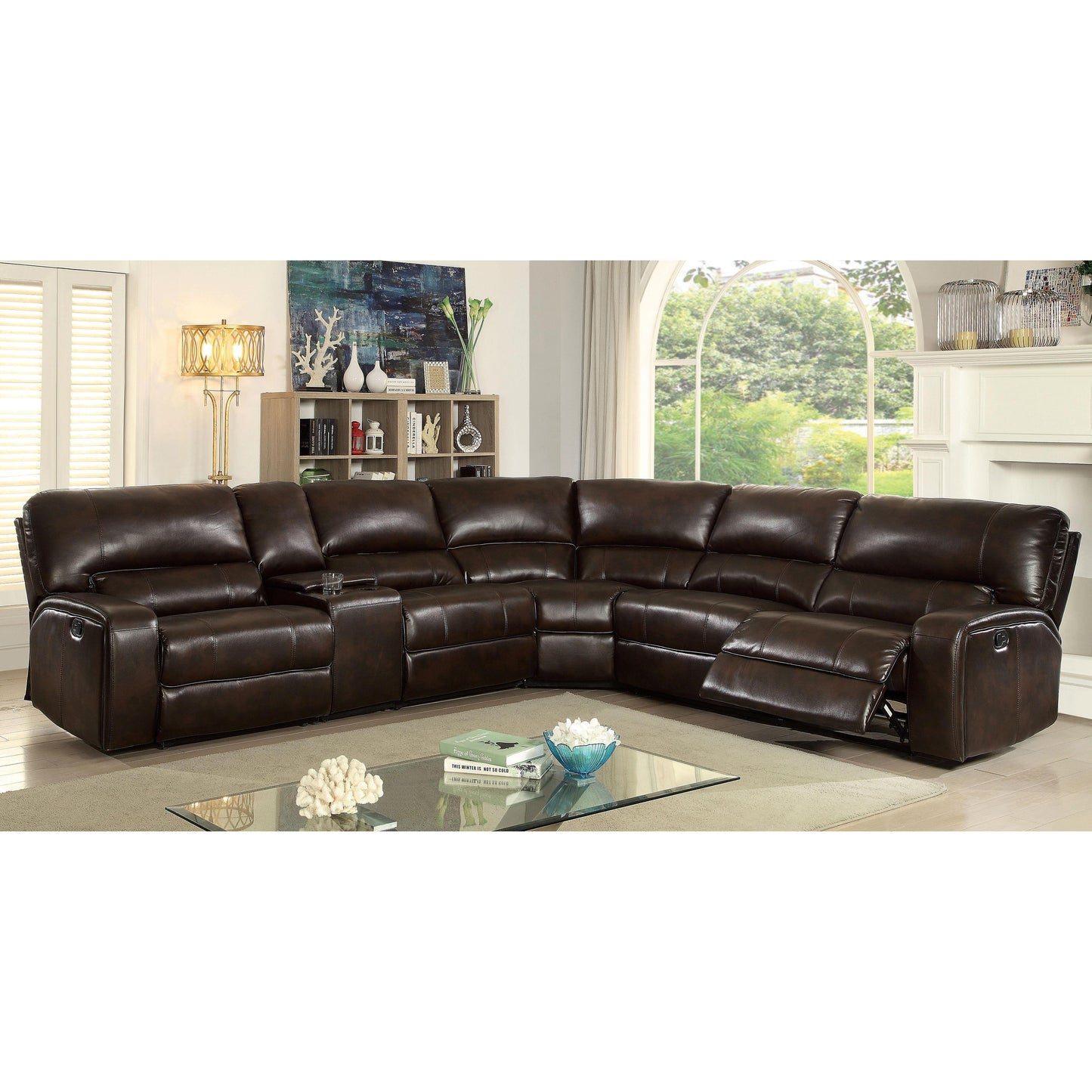  Furniture of America Jolene Reclining Leather Look 3 pc Sectional CM6838-SECTIONAL IMAGE 1