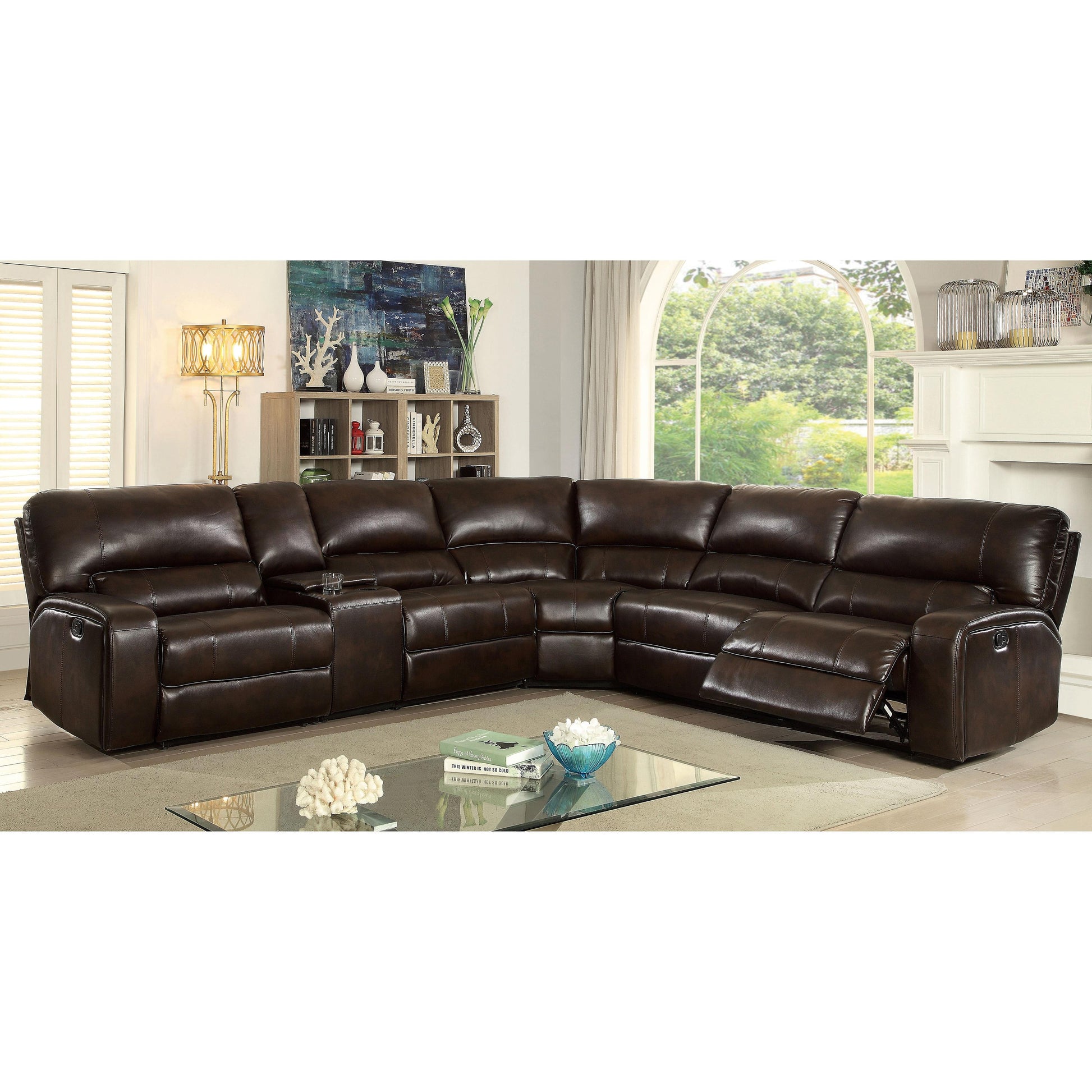  Furniture of America Jolene Reclining Leather Look 3 pc Sectional CM6838-SECTIONAL IMAGE 1