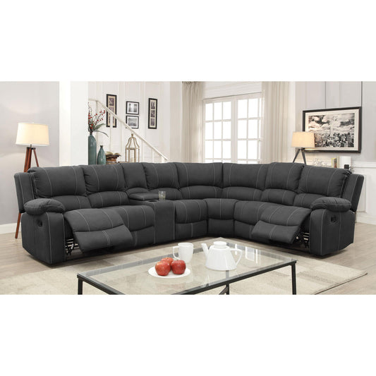  Furniture of America Monique Reclining Fabric 3 pc Sectional CM6519-SECT-CT-CH IMAGE 1