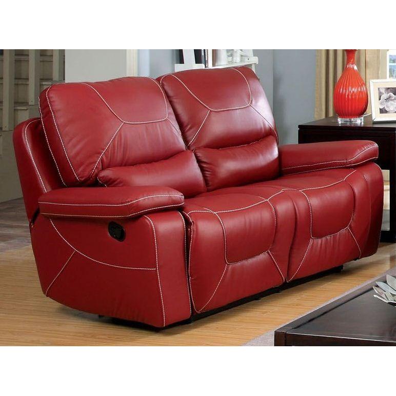  Furniture of America Newburg Reclining Bonded Leather Match Loveseat CM6814RD-LV IMAGE 1