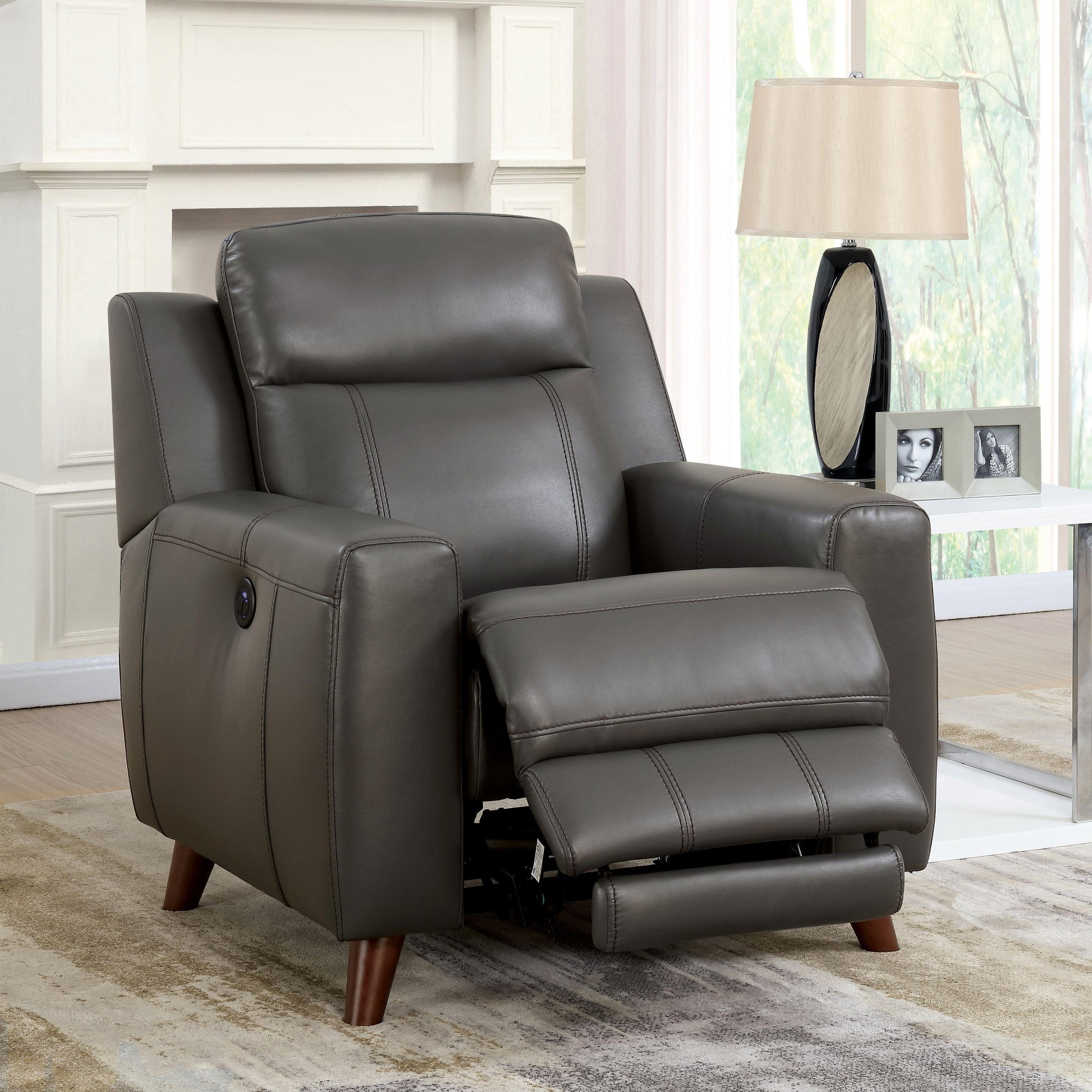  Furniture of America Rosalynn Power Leatherette Recliner CM6804-CH IMAGE 2