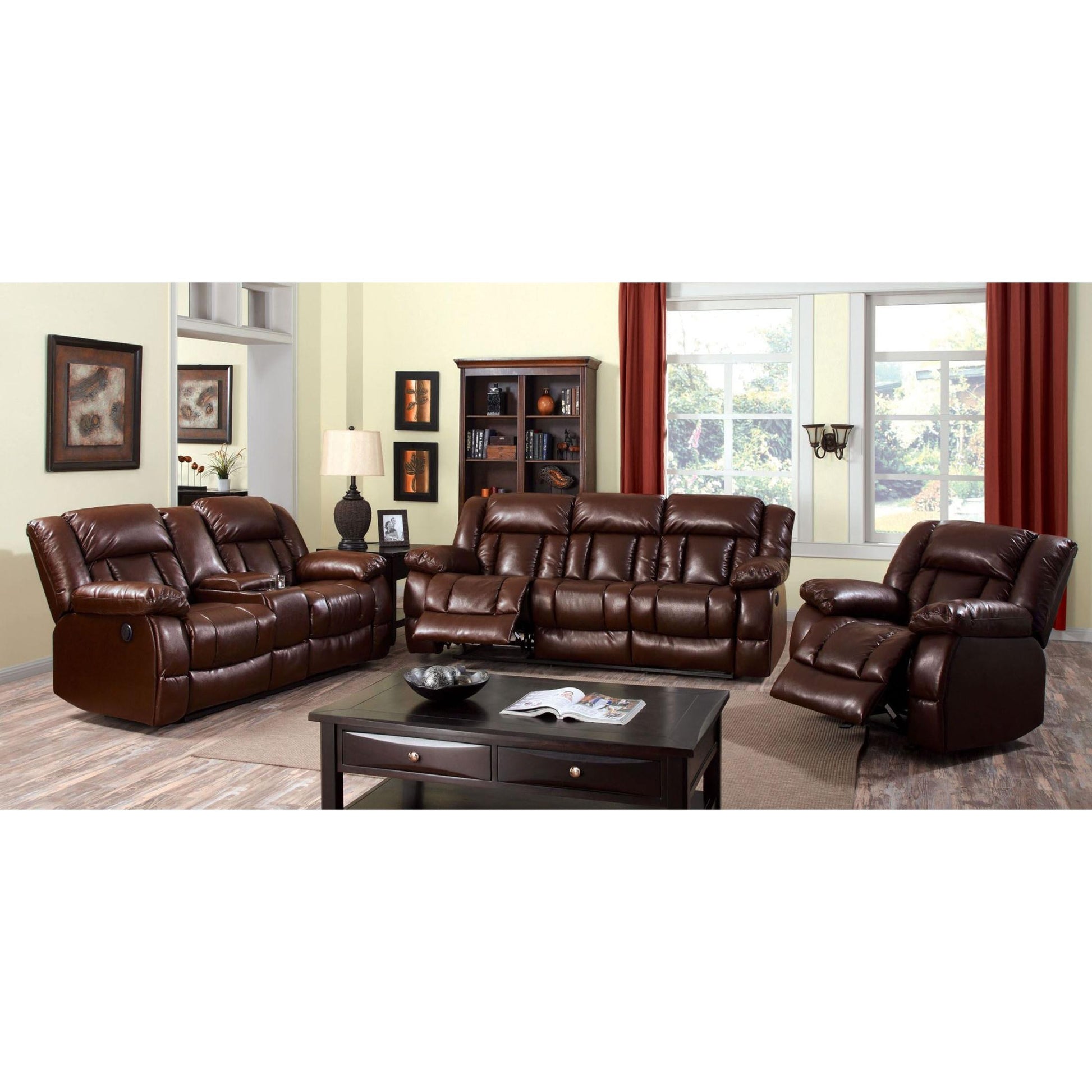  Furniture of America Wimbledon Reclining Bonded Leather Sofa CM6314-SF IMAGE 4
