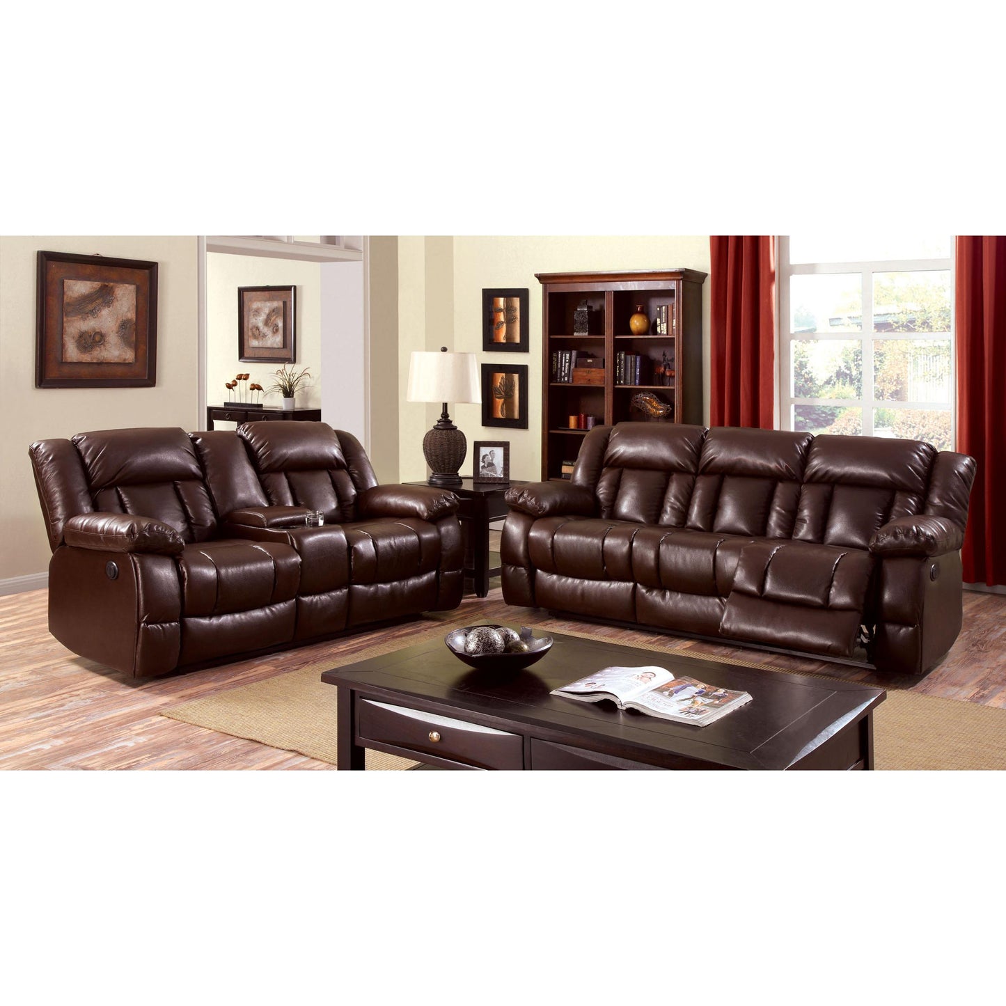  Furniture of America Wimbledon Reclining Bonded Leather Match Loveseat CM6314-LV IMAGE 4