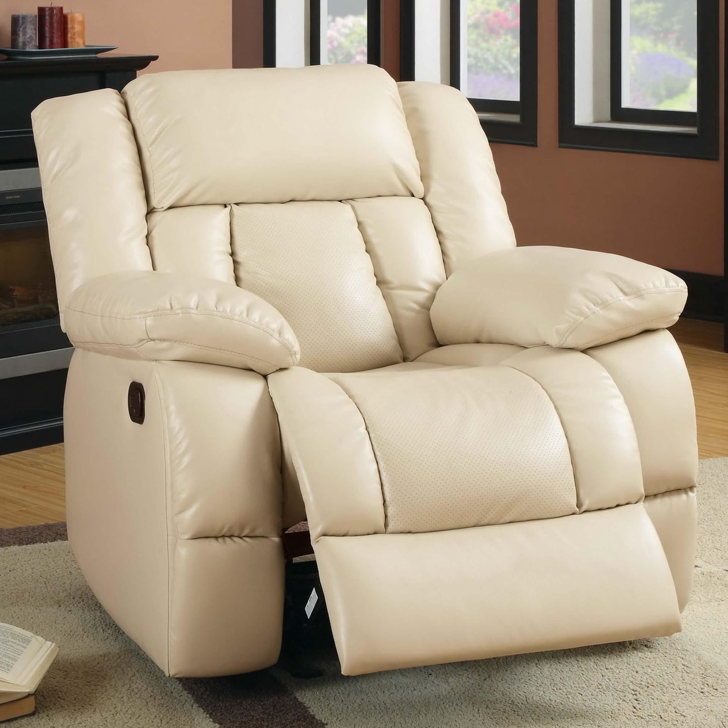  Furniture of America Barbado Glider Leather Look Recliner CM6827CH IMAGE 1