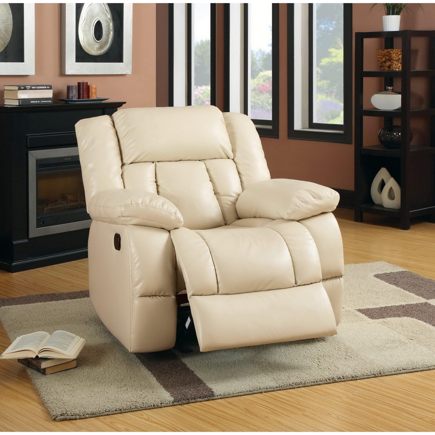 Furniture of America Barbado Glider Leather Look Recliner CM6827CH IMAGE 2