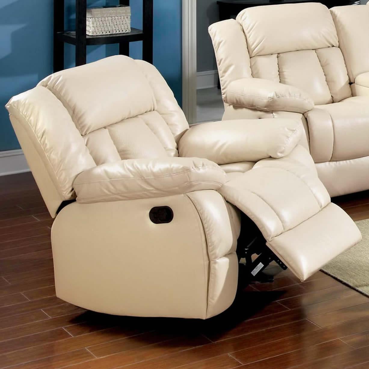  Furniture of America Barbado Glider Leather Look Recliner CM6827CH IMAGE 3