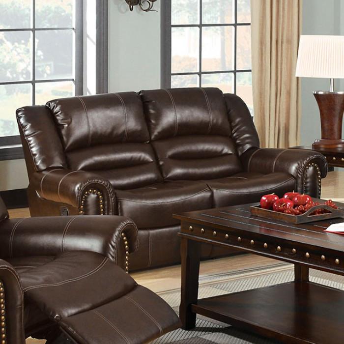  Furniture of America Dudhope Reclining Bonded Leather Match Loveseat CM6960L IMAGE 1
