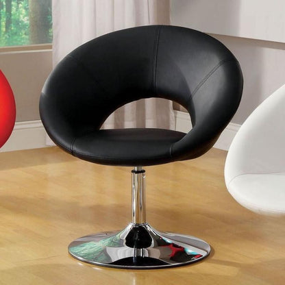  Furniture of America Faliro Swivel Leather Look Accent Chair CM-AC6915-BK IMAGE 1