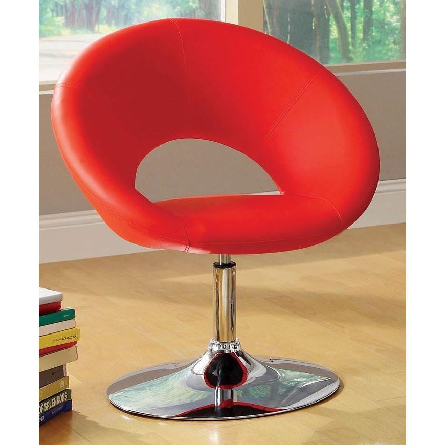  Furniture of America Faliro Swivel Leather Look Accent Chair CM-AC6915-RD IMAGE 2
