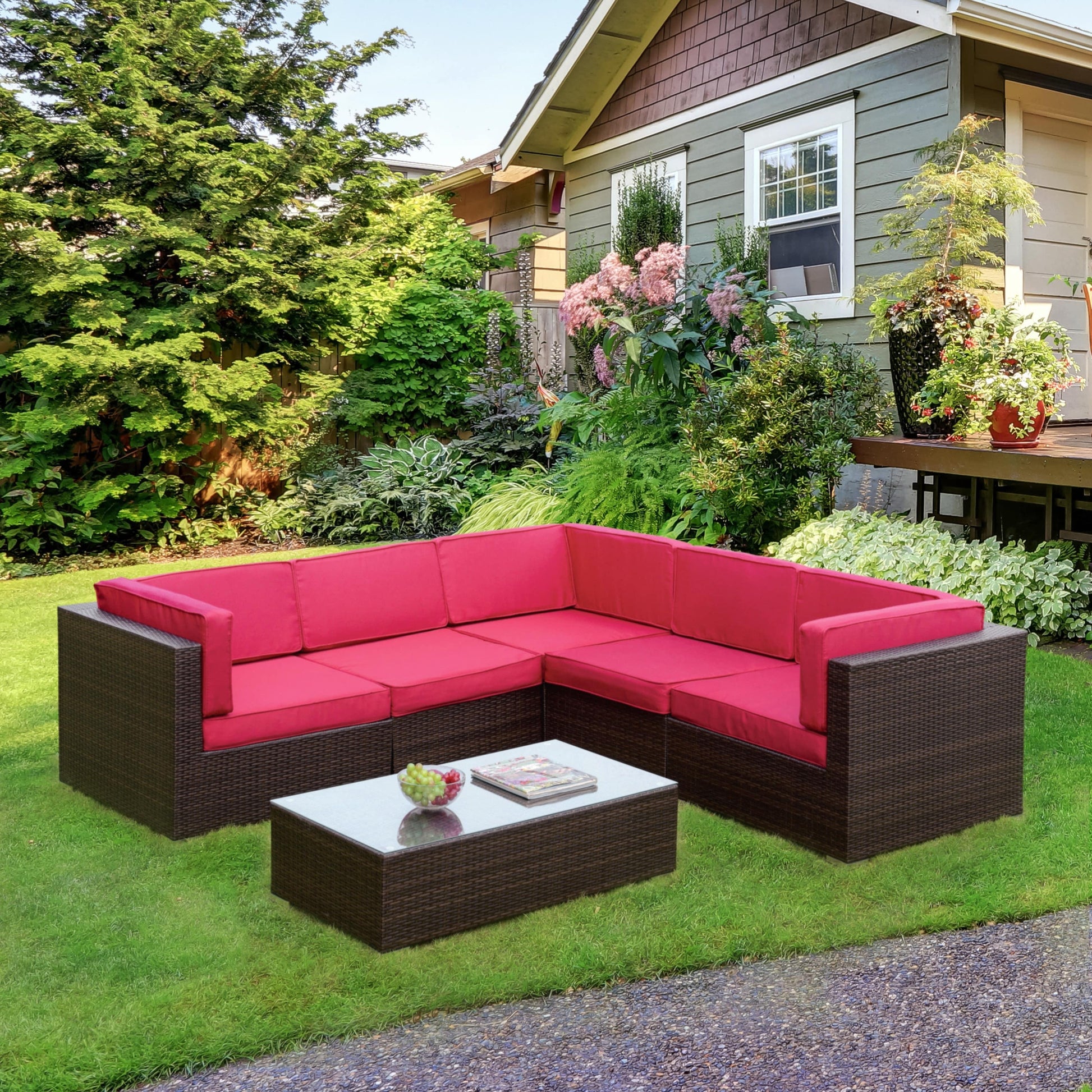  Furniture of America Outdoor Seating Sectionals CM-OS2115RD-SET IMAGE 1