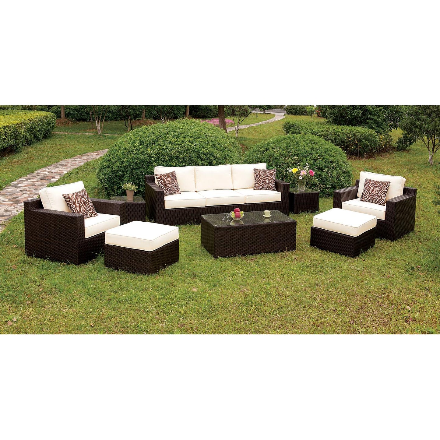  Furniture of America Outdoor Seating Sets CM-OS1827WH-SET IMAGE 1