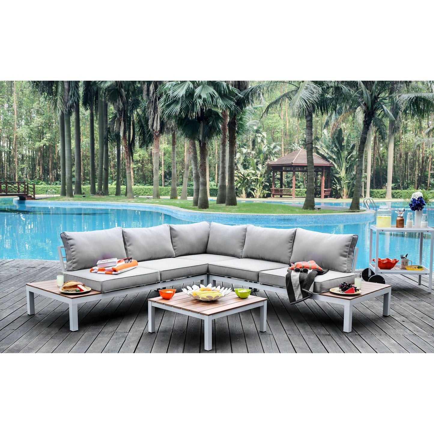  Furniture of America Outdoor Seating Sectionals CM-OS2580GY-PK IMAGE 1