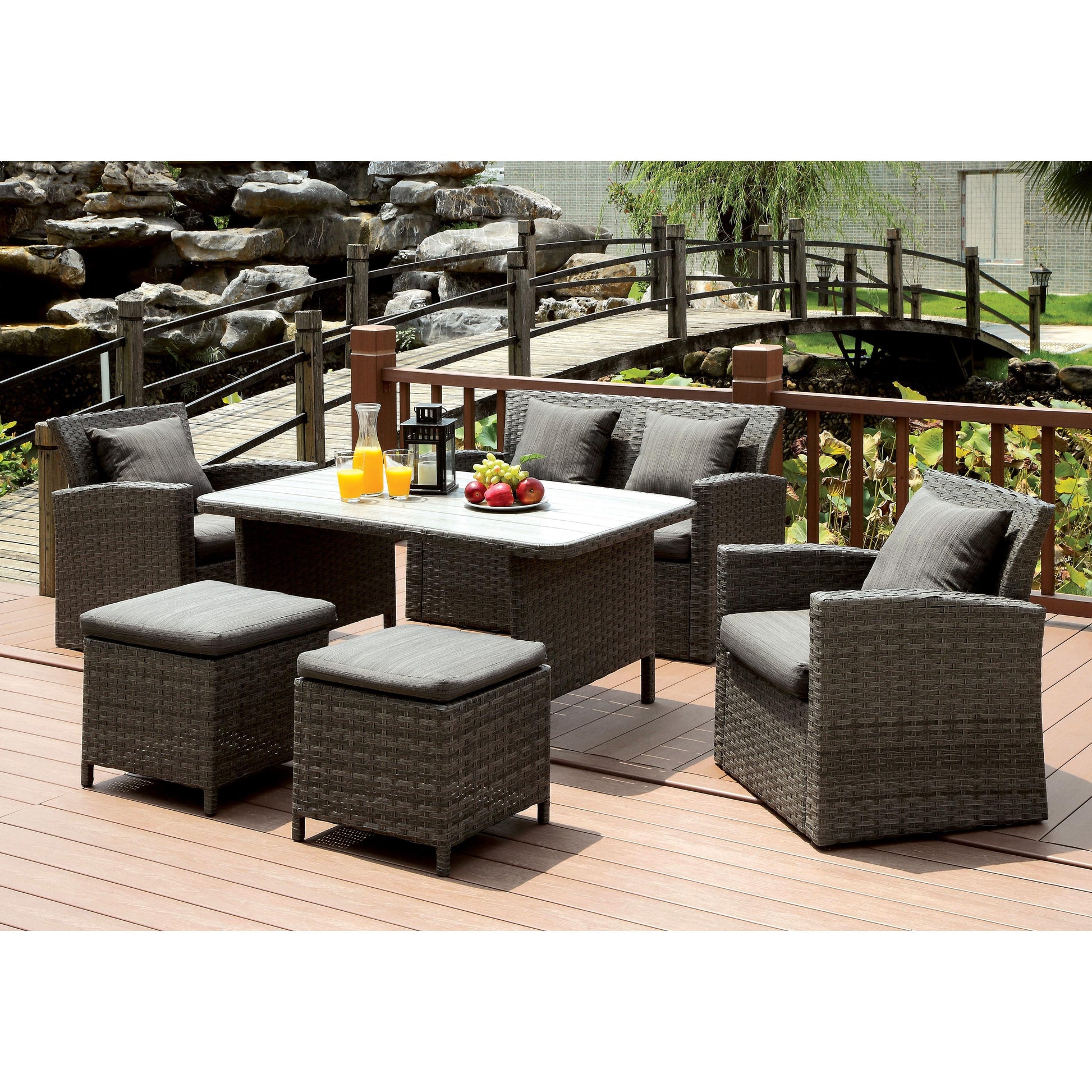  Furniture of America Outdoor Dining Sets 6-Piece CM-OT2552-SET IMAGE 1