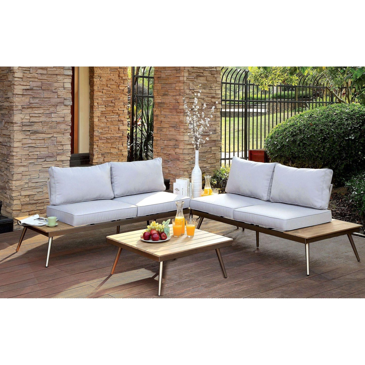  Furniture of America Outdoor Seating Sectionals CM-OS2582-2LV+T IMAGE 1