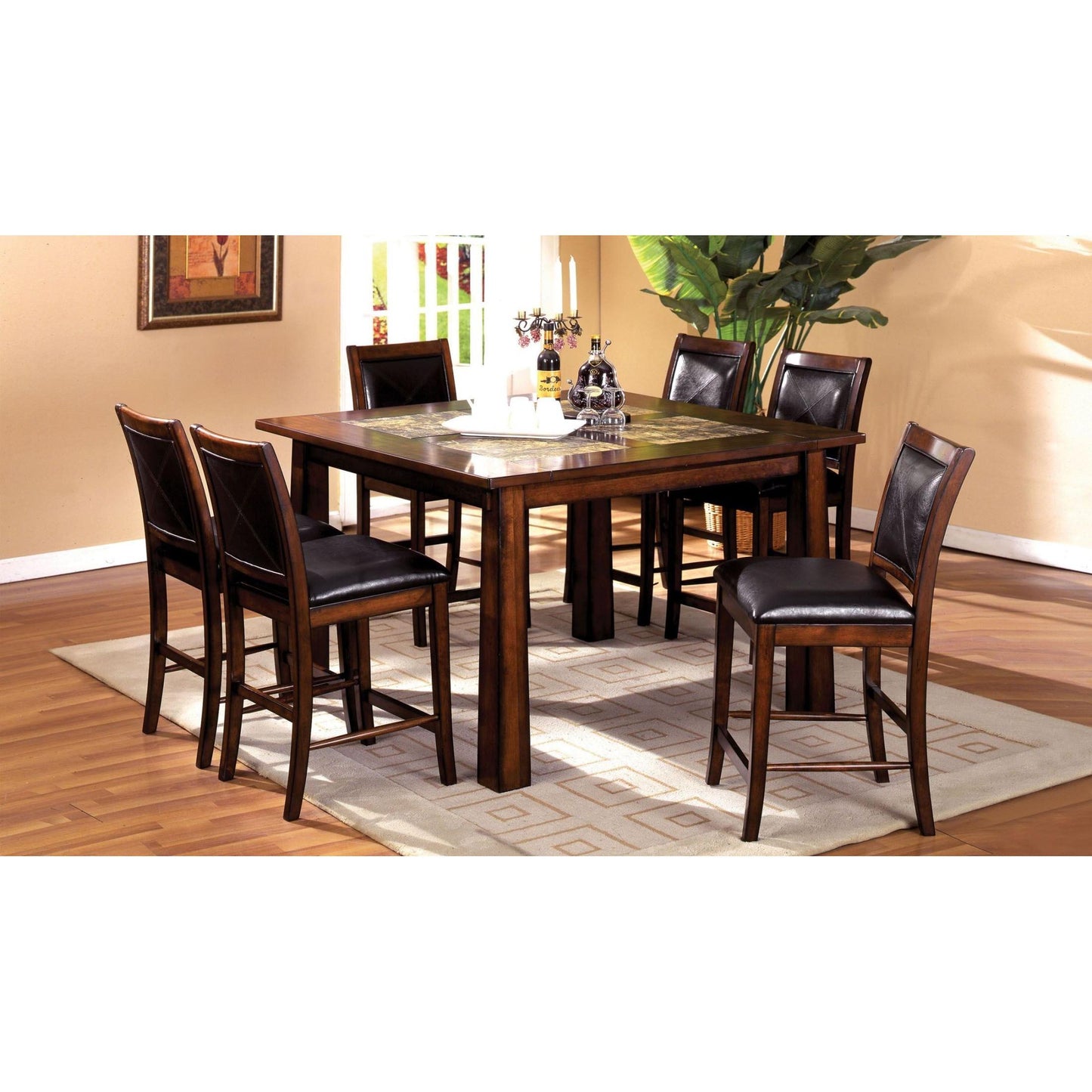  Furniture of America Square Living Stone III Counter Height Dining Table with Marble Top CM3590PT IMAGE 3