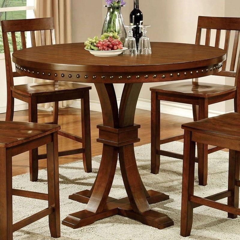  Furniture of America Round Foster II Counter Height Dining Table with Pedestal Base CM3437PT IMAGE 1