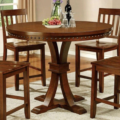  Furniture of America Round Foster II Counter Height Dining Table with Pedestal Base CM3437PT IMAGE 1