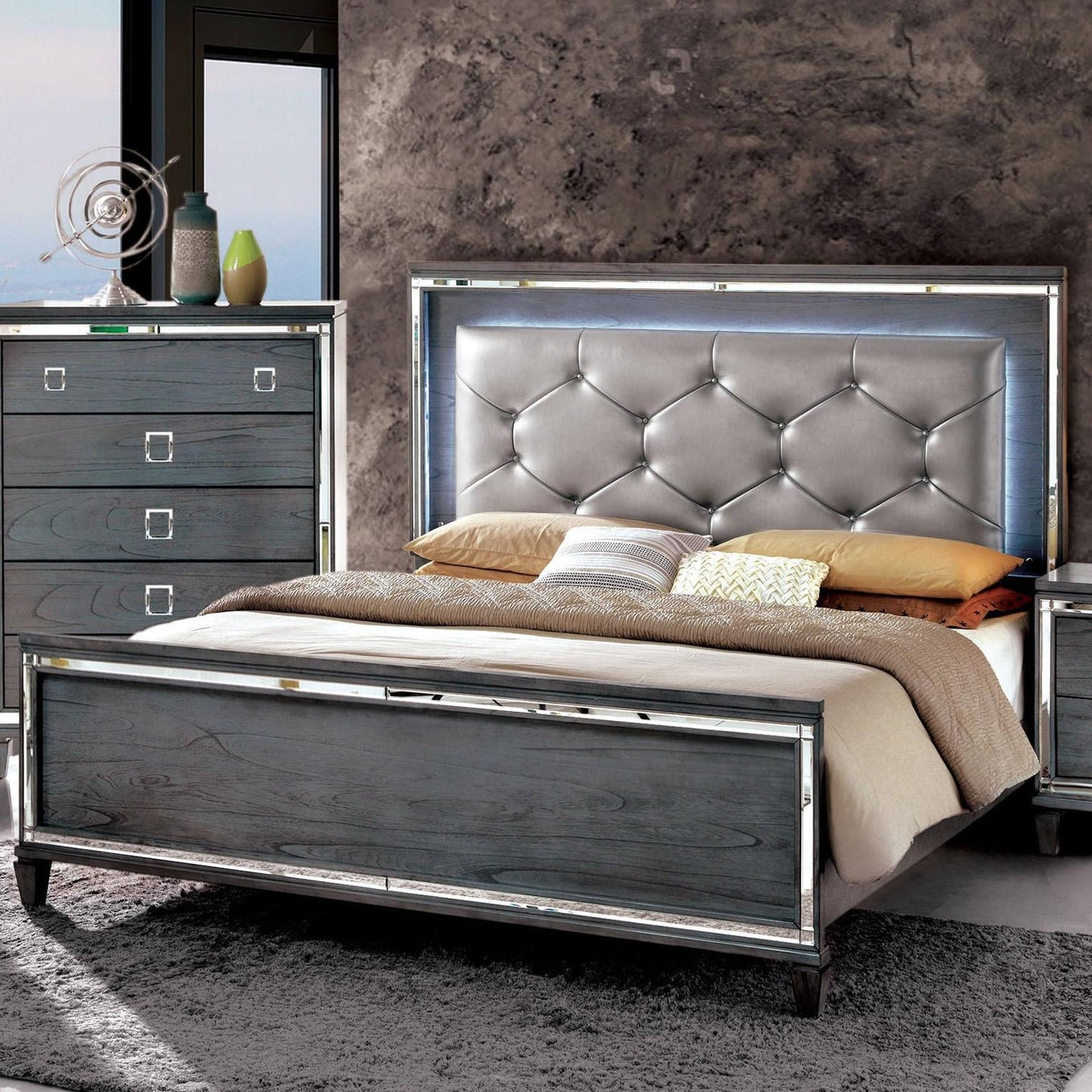  Furniture of America Clover Queen Upholstered Panel Bed CM7971Q-BED IMAGE 1