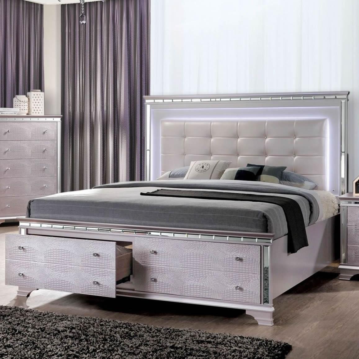  Furniture of America Claudette King Upholstered Panel Bed with Storage CM7972EK-BED IMAGE 2