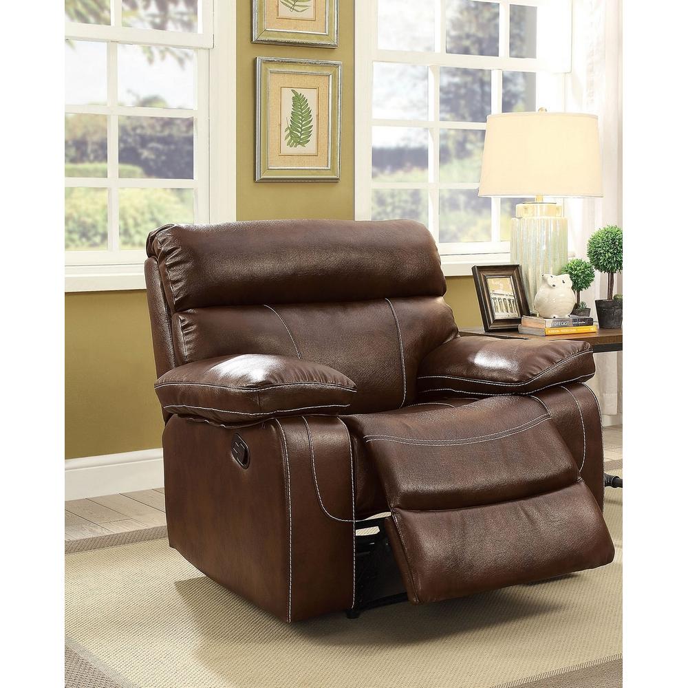  Furniture of America Kia Leatherette Recliner CM6592-CH IMAGE 3