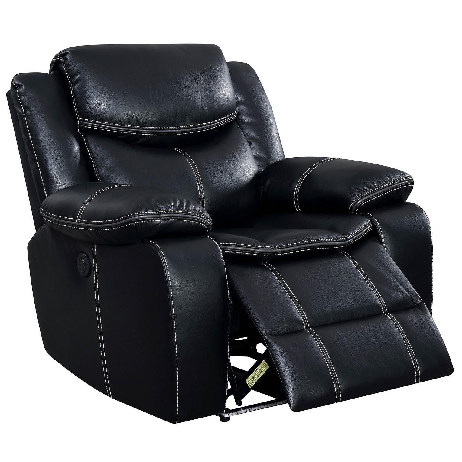 Furniture of America Sirius Power Leatherette Recliner CM6567-CH IMAGE 1