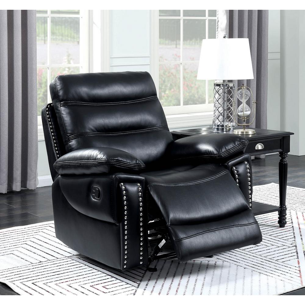  Furniture of America Cavan Leatherette Recliner CM6560BK-CH IMAGE 5