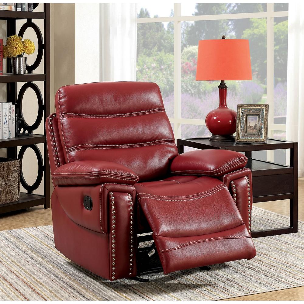  Furniture of America Cavan Leatherette Recliner CM6560RD-CH IMAGE 2