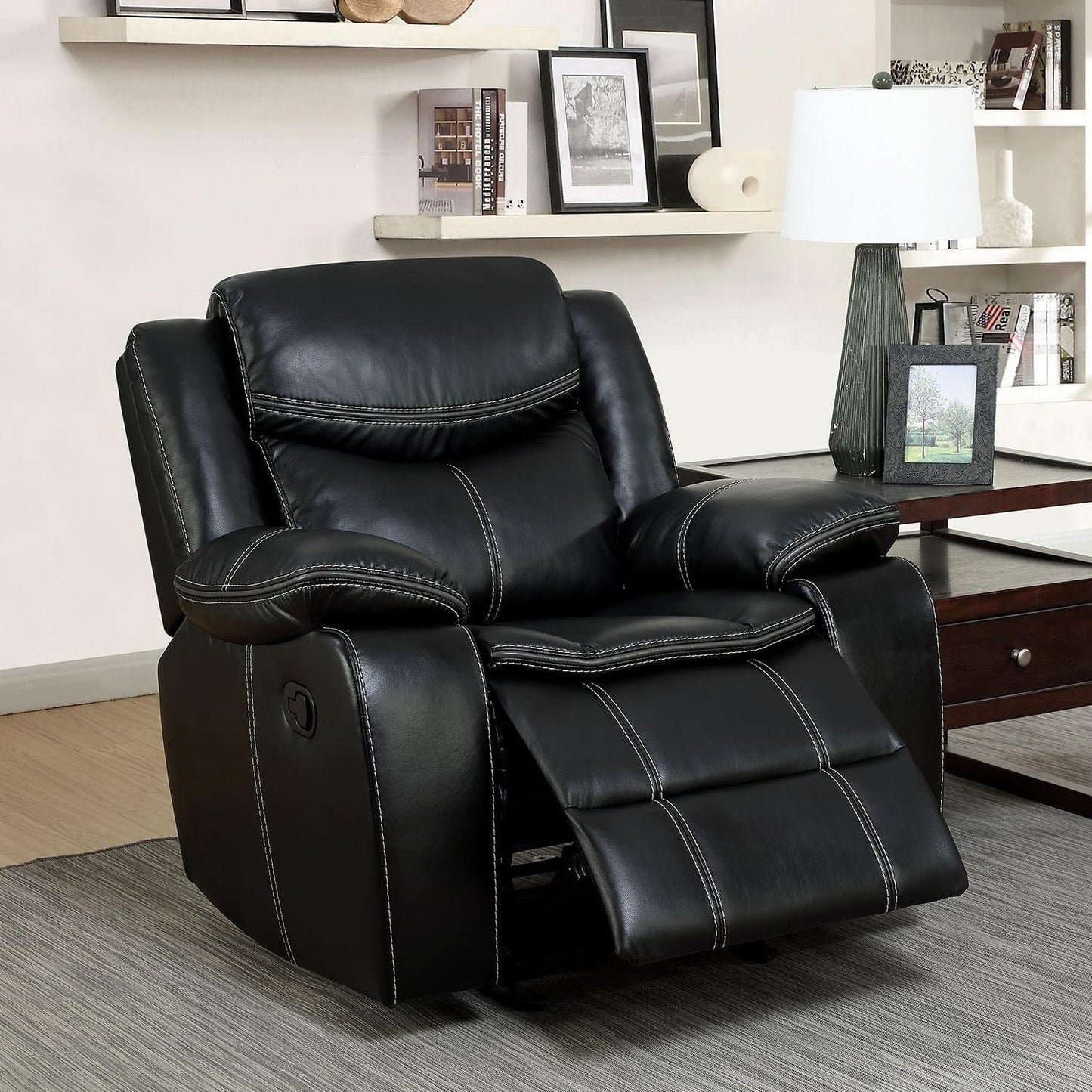  Furniture of America Pollux Leatherette Recliner CM6981-CH IMAGE 3