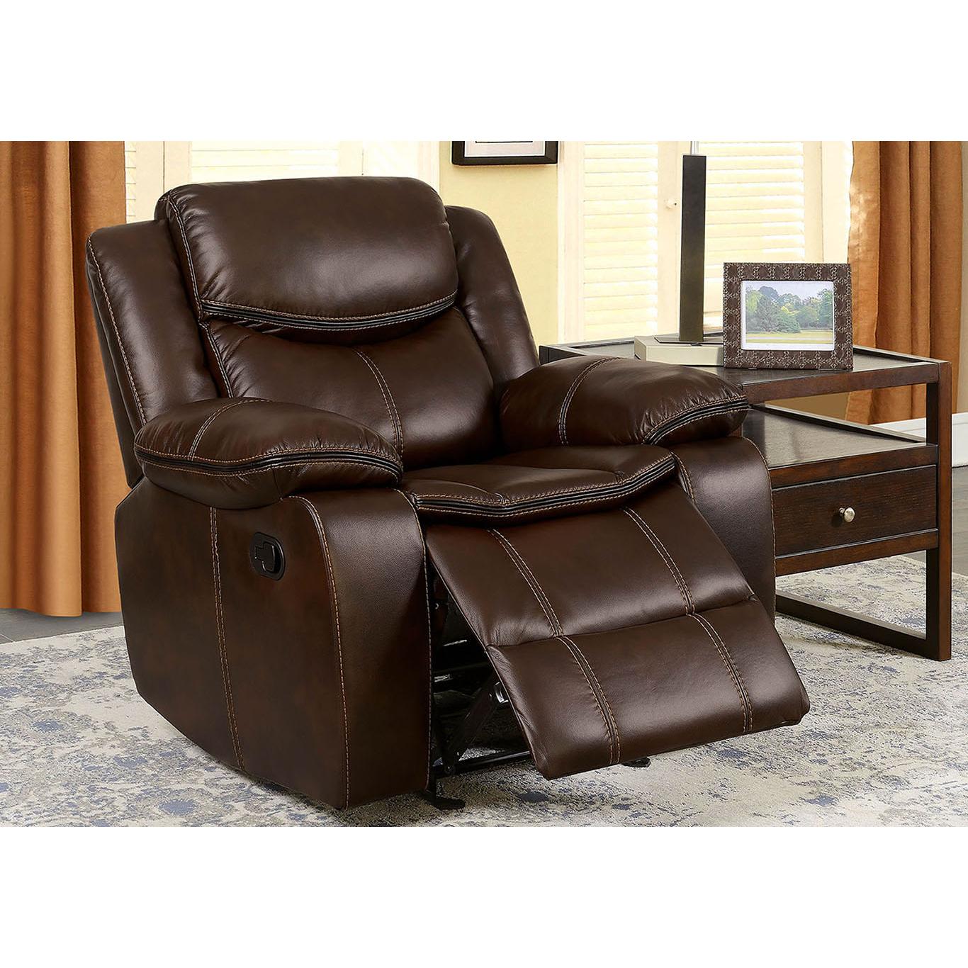  Furniture of America Pollux Leatherette Recliner CM6981BR-CH IMAGE 2