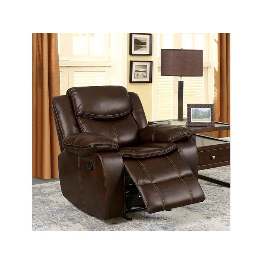  Furniture of America Pollux Leatherette Recliner CM6981BR-CH IMAGE 3