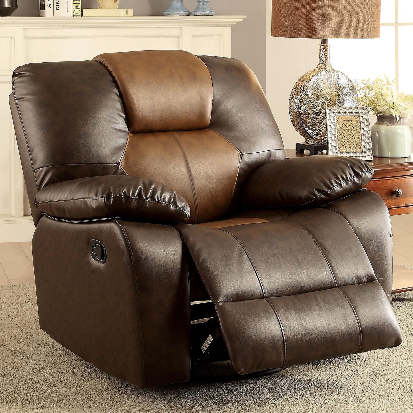  Furniture of America Pollux Leatherette Recliner CM6864-CH IMAGE 2