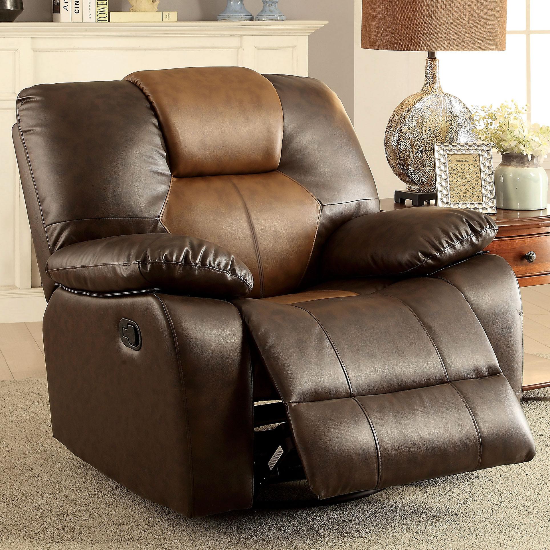  Furniture of America Pollux Leatherette Recliner CM6864-CH IMAGE 2