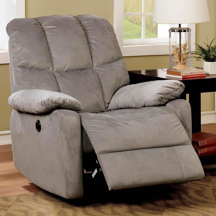  Furniture of America Noreen Power Fabric Recliner CM-RC6516GY IMAGE 2