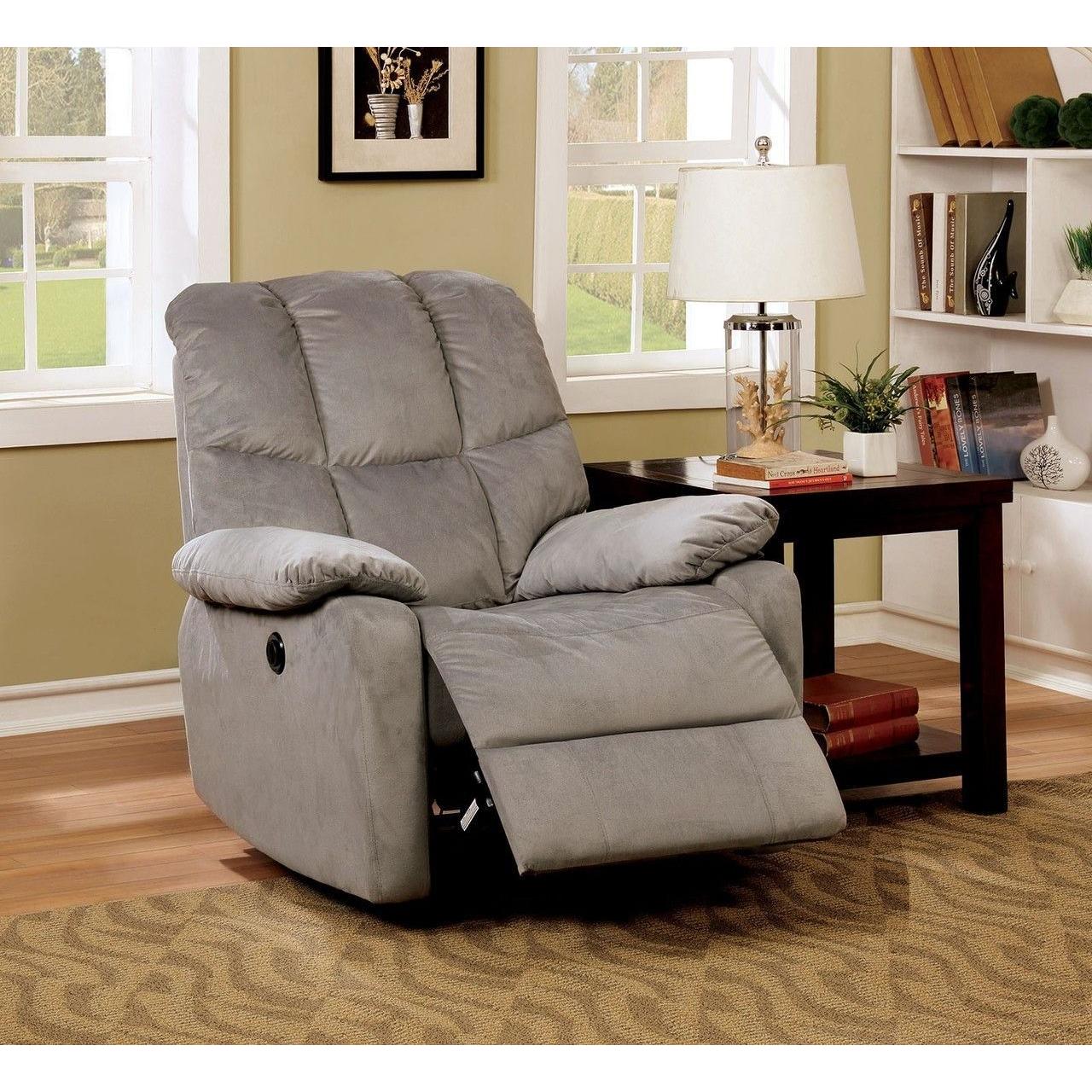  Furniture of America Noreen Power Fabric Recliner CM-RC6516GY IMAGE 4