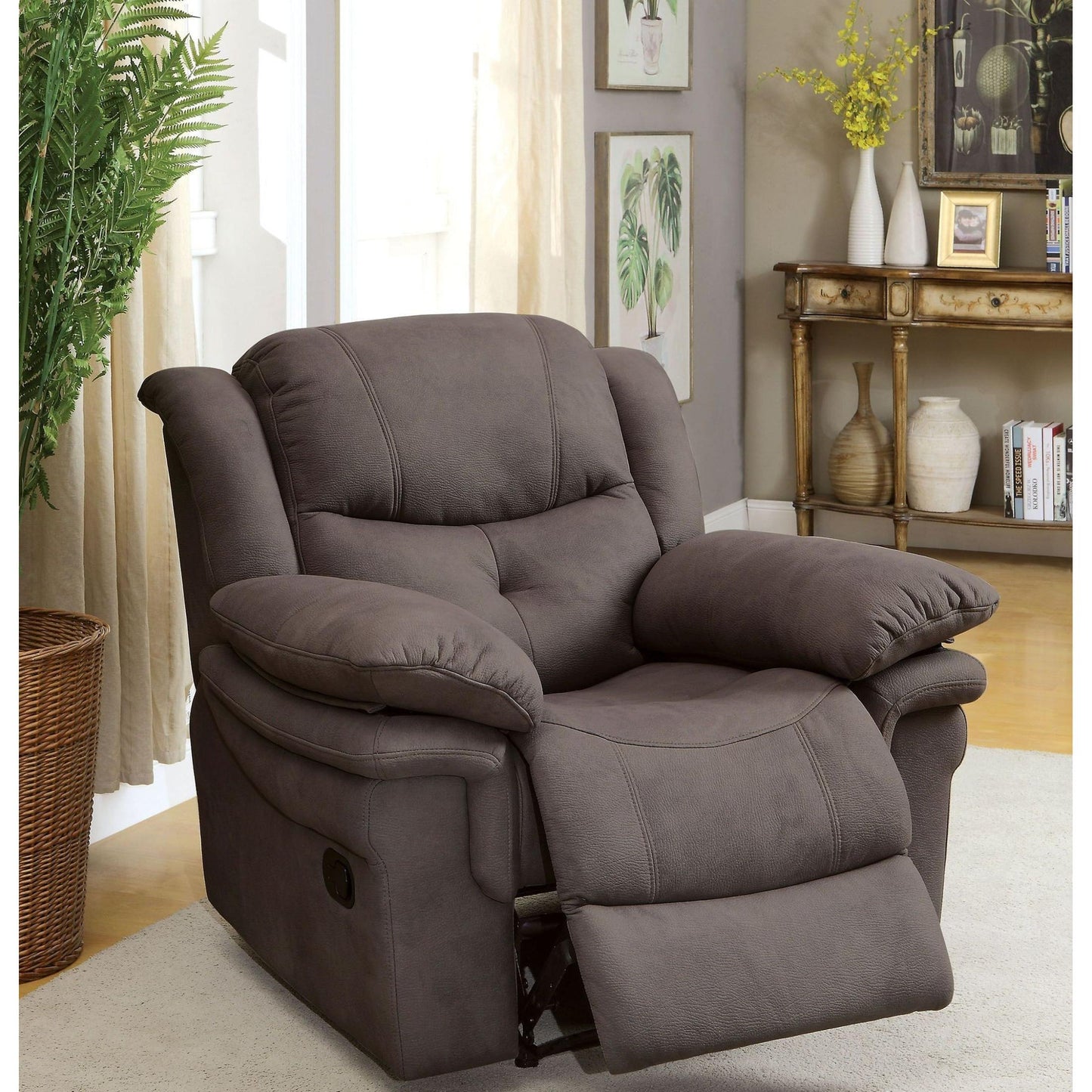  Furniture of America Jaden Fabric Recliner CM-RC6810BR IMAGE 2