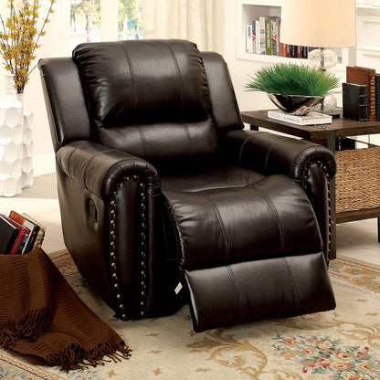  Furniture of America Foxboro Glider Leather Recliner CM6909CH IMAGE 2