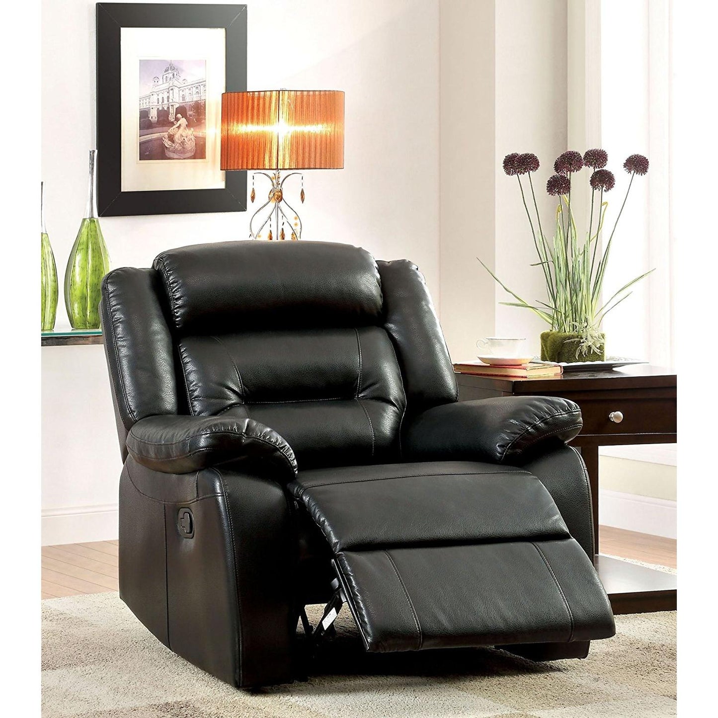 Furniture of America Sheldon Leatherette Recliner CM6320-CH IMAGE 2