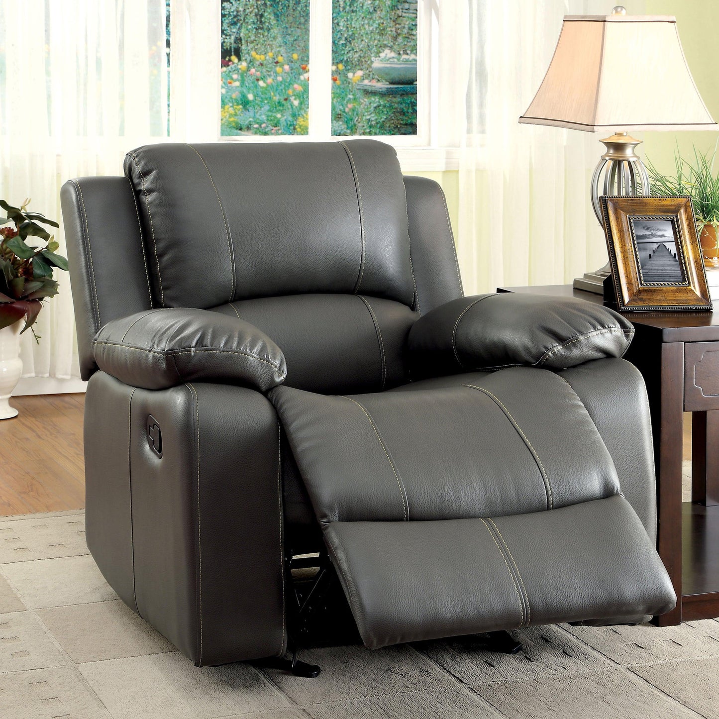  Furniture of America Sarles Leatherette Recliner CM6326-CH IMAGE 1