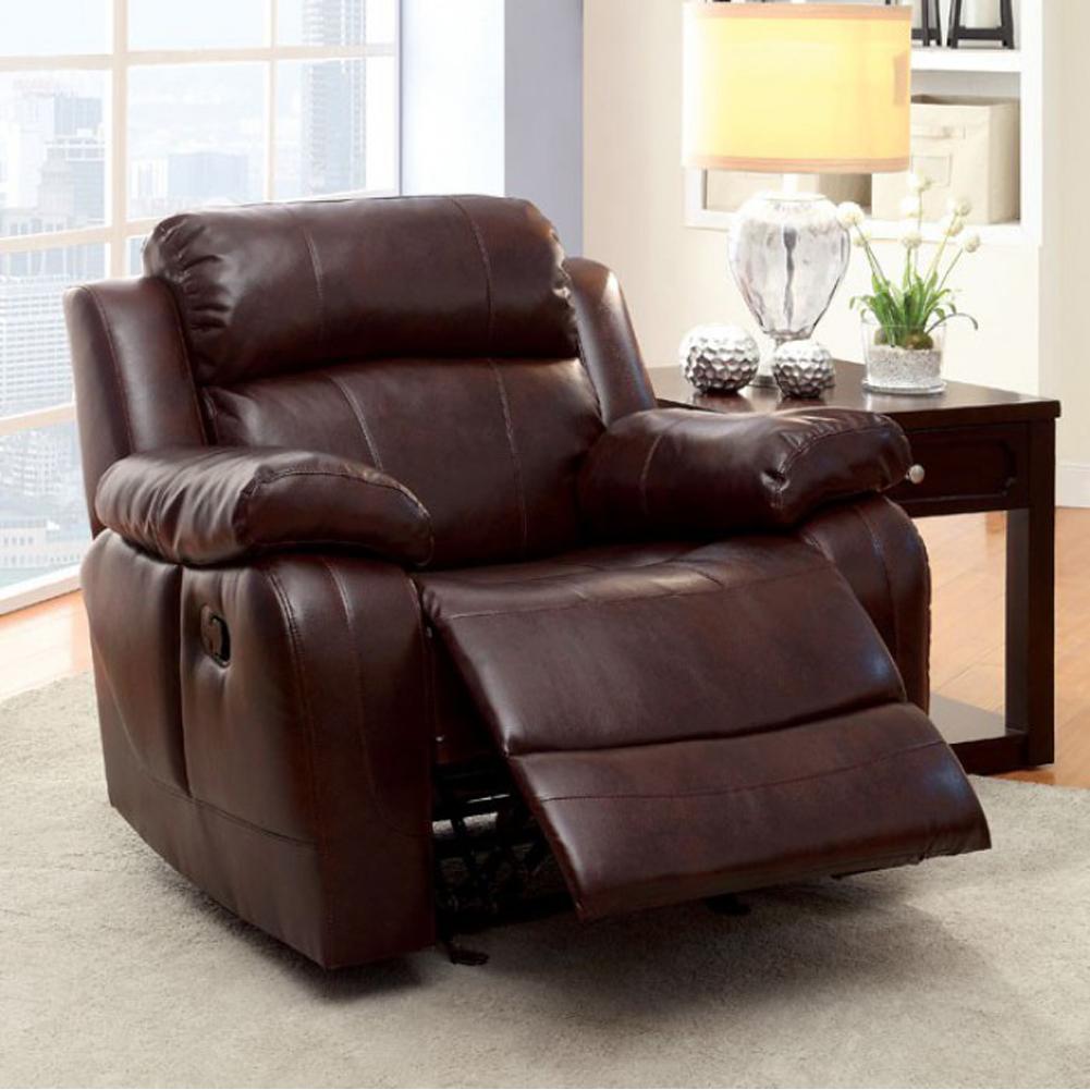 Furniture of America Hughes Leather Look Recliner CM6312-CH IMAGE 1