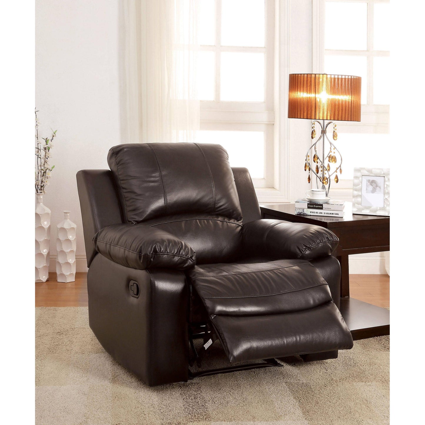  Furniture of America Davenport Leather Match Recliner CM6327-CH IMAGE 5